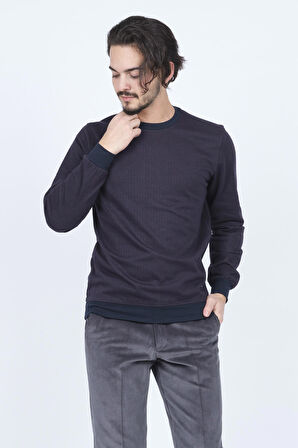 Raymons Erkek Desenli Bisiklet Yaka Triko Sweat 6782270 Bordo