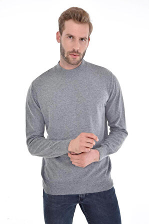 Çizgi Triko Erkek Yarım Balıkçı Çelik Örgü Triko Kazak 4241B Gri