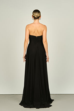 Şeref Vural Kadın Straplez Uzun Abiye Elbise 5437021 Siyah