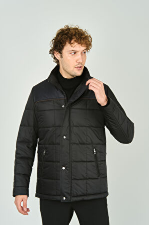 Daynax Erkek Hakim Yaka Çıtçıt ve Fermuar Kapamalı Uzun Kaban 2500 Siyah