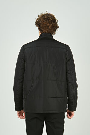 Lucas Erkek Fermuar ve Çıtçıt Kapamalı Hakim Yaka Kaban 4785 Siyah