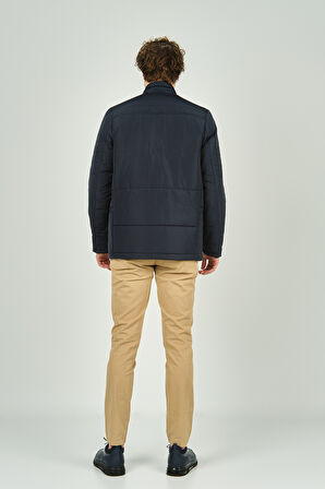 Lucas Erkek Fermuar ve Çıtçıt Kapamalı Hakim Yaka Kaban 4785 Lacivert