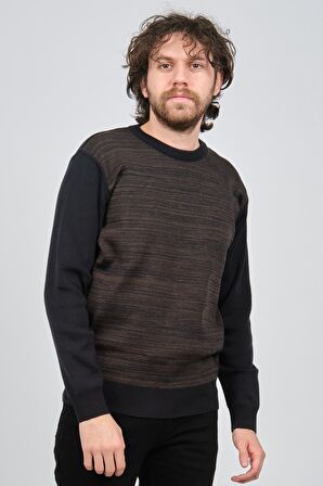 Haki Triko Erkek Bisiklet Yaka Desenli Kazak 60862013 Lacivert