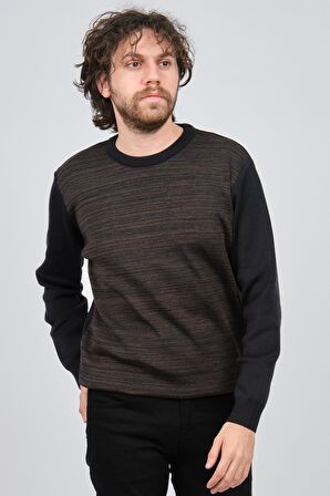 Haki Triko Erkek Bisiklet Yaka Desenli Kazak 60862013 Lacivert