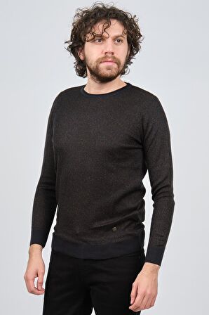 Çizgi Triko Erkek Bisiklet Yaka Slim Fit Desenli Kazak 42554255 Lacivert