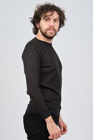 Çizgi Triko Erkek Bisiklet Yaka Slim Fit Desenli Kazak 42554255 Lacivert