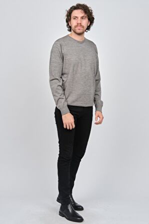 Desen Triko Erkek Bisiklet Yaka Yün Kazak 0249603 A.Gri