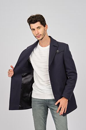 Falcan Erkek Yün Kaban 5310543 Lacivert