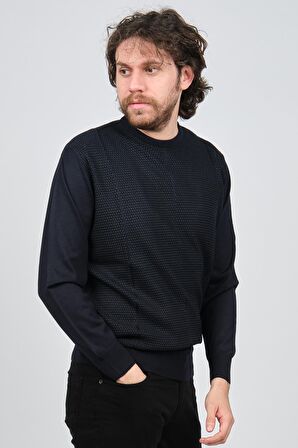 Pave Erkek Bisiklet Yaka Desenli Yün Kazak 4537063 Laci-Yeşil