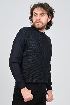 Pave Erkek Bisiklet Yaka Desenli Yün Kazak 4537063 Laci-Yeşil