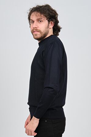 Pave Erkek Bisiklet Yaka Desenli Yün Kazak 4537063 Laci-Yeşil