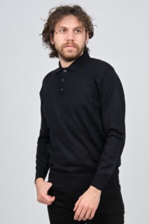 Pave Erkek Polo Yaka Yün Kazak 4538004 Lacivert