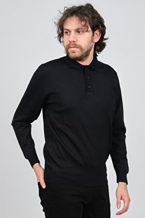 Pave Erkek Polo Yaka Yün Kazak 4538004 Lacivert