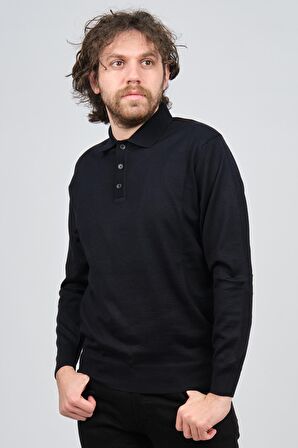 Pave Erkek Polo Yaka Yün Kazak 4538004 Lacivert