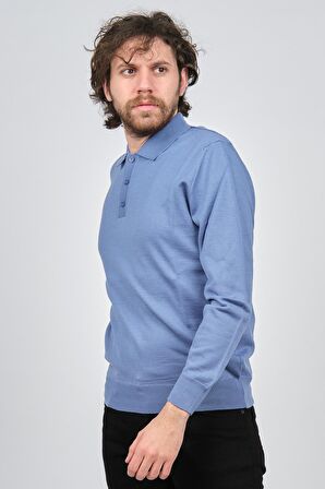 Pave Erkek Polo Yaka Yün Kazak 4538004 Mavi