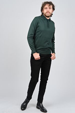 Pave Erkek Polo Yaka Yün Kazak 4538004 Yeşil