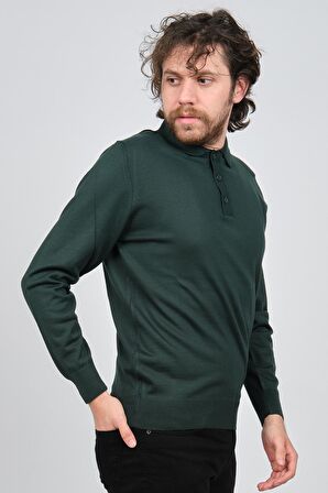 Pave Erkek Polo Yaka Yün Kazak 4538004 Yeşil