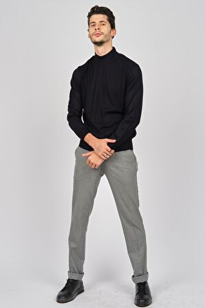 Pave Erkek Yarım Balıkçı Desenli Kazak 4537200 Lacivert