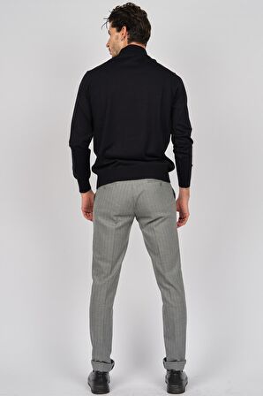 Pave Erkek Yarım Balıkçı Desenli Kazak 4537200 Lacivert