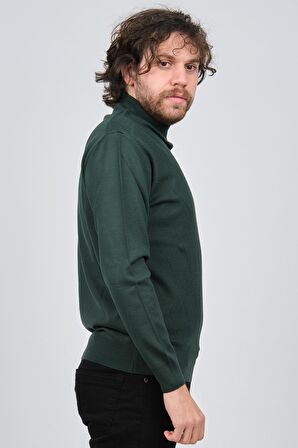 Pave Erkek Yarım Balıkçı Desenli Kazak 4537200 Yeşil