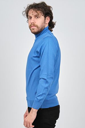 Pave Erkek Yarım Balıkçı Yaka Yün Kazak 4536000 Mavi