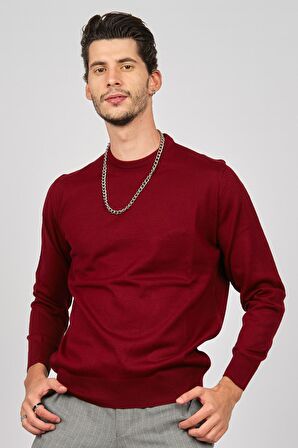 Pave Erkek Bisiklet Yaka Yün Kazak 4536063 Bordo