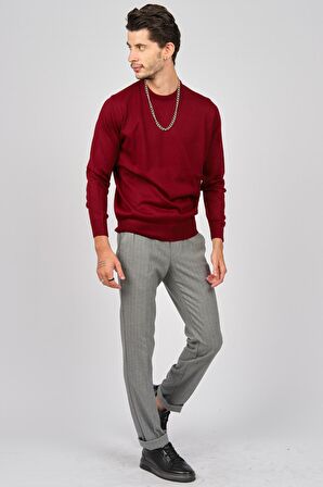 Pave Erkek Bisiklet Yaka Yün Kazak 4536063 Bordo