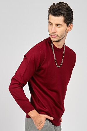 Pave Erkek Bisiklet Yaka Yün Kazak 4536063 Bordo