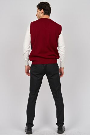 Pave Erkek Desenli Yünlü Süveter 4539011 Bordo