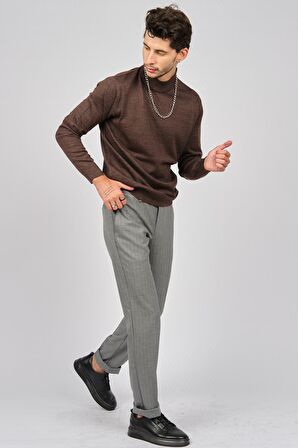 Pave Erkek Yarım Balıkçı Yaka Yün Kazak 4530014 Kahverengi