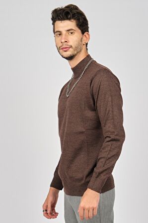 Pave Erkek Yarım Balıkçı Yaka Yün Kazak 4530014 Kahverengi