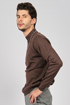 Pave Erkek Yarım Balıkçı Yaka Yün Kazak 4530014 Kahverengi