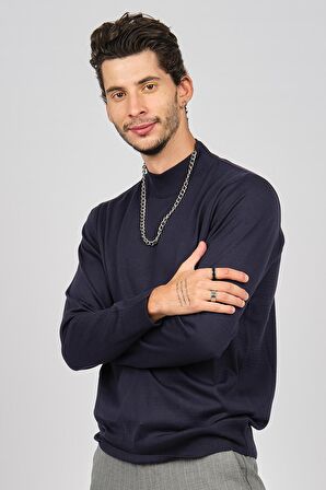 Pave Erkek Yarım Balıkçı Yaka Yün Kazak 4530014 Lacivert