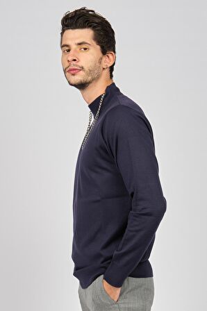 Pave Erkek Yarım Balıkçı Yaka Yün Kazak 4530014 Lacivert