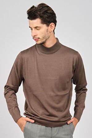 Pave Erkek Yarım Balıkçı Yaka Yün Kazak 4530014 Vizon