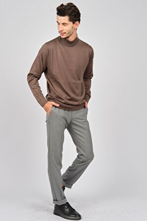 Pave Erkek Yarım Balıkçı Yaka Yün Kazak 4530014 Vizon