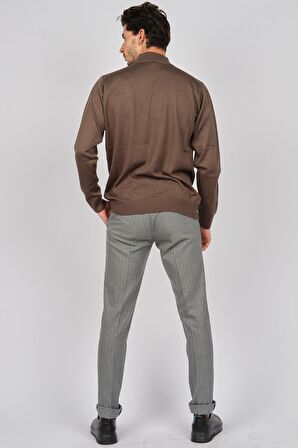 Pave Erkek Yarım Balıkçı Yaka Yün Kazak 4530014 Vizon