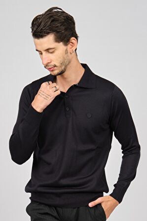 Pave Erkek Polo Yaka Yün Kazak 4534164 Lacivert