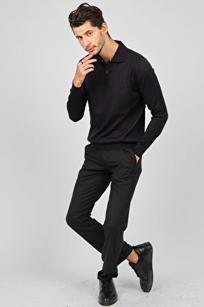 Pave Erkek Polo Yaka Yün Kazak 4534164 Lacivert