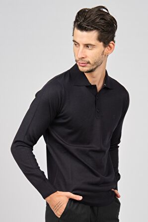 Pave Erkek Polo Yaka Yün Kazak 4534164 Lacivert