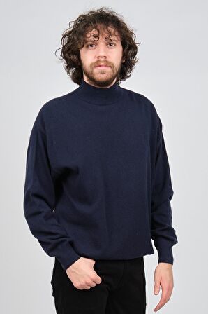 Ida Erkek Lambswool Yarım Balıkçı Kazak 0593161 Lacivert