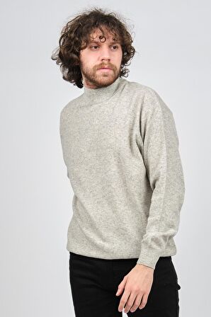 Ida Erkek Lambswool Yarım Balıkçı Kazak 0593161 Gri