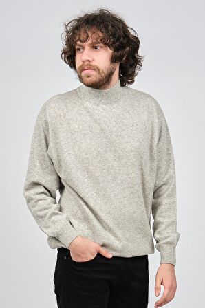 Ida Erkek Lambswool Yarım Balıkçı Kazak 0593161 Gri