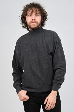 Ida Erkek Lambswool Yarım Balıkçı Kazak 0593161 Antrasit