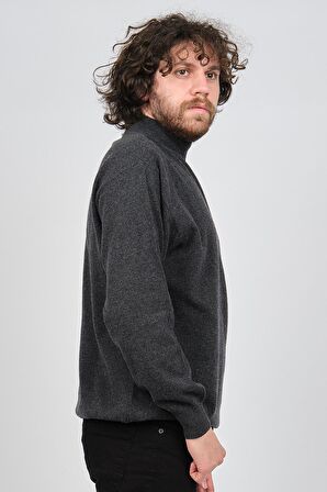 Ida Erkek Lambswool Yarım Balıkçı Kazak 0593161 Antrasit