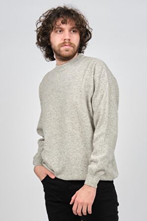 Ida Erkek Lambswool Bisiklet Yaka Kazak 0593154 Gri