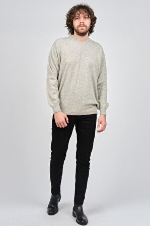 Ida Erkek Lambswool V Yaka Kazak 0593130 Gri
