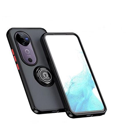 Gpack Vivo V40 5G uyumlu Kılıf Montreal Yüzüklü Mıknatıslı Kamera Korumalı Silikon