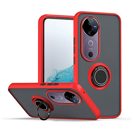 Gpack Vivo V40 5G uyumlu Kılıf Montreal Yüzüklü Mıknatıslı Kamera Korumalı Silikon