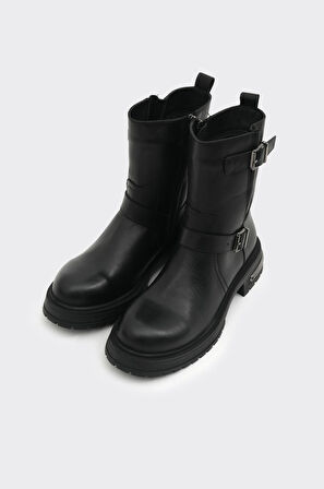 Hakiki Deri Fermuarlı Kadın Bot